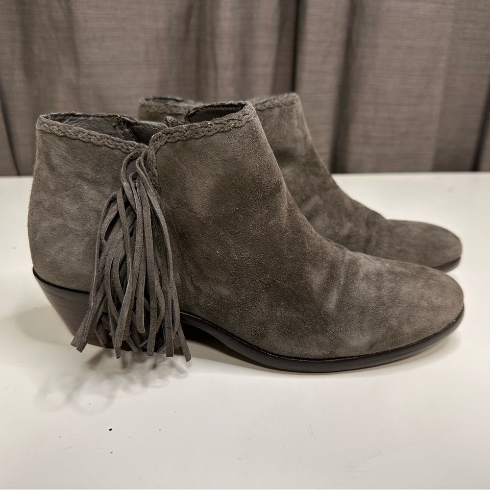 Sam Edelman, “Paige” fringe ankle boots, size 5